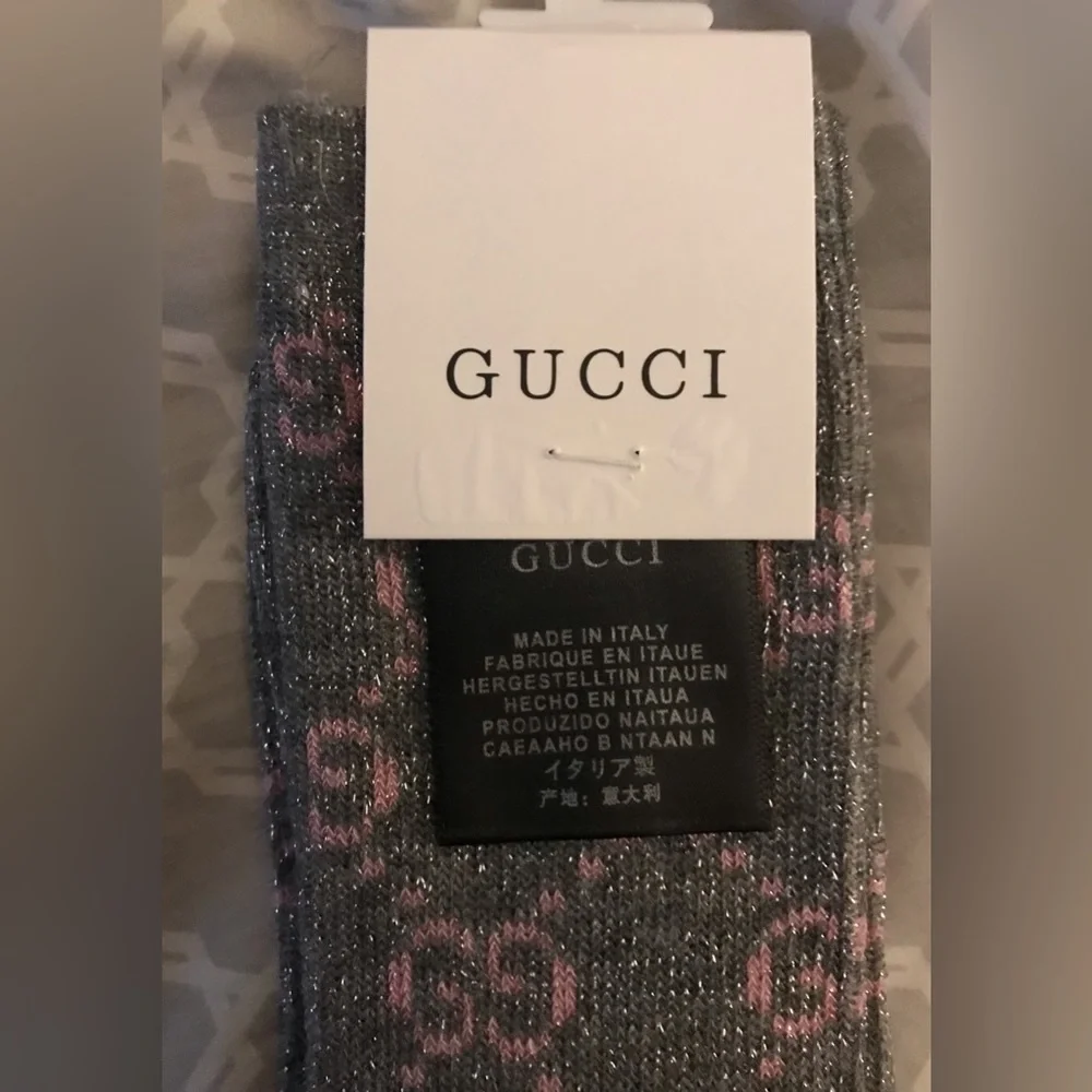 Grey & Pink Metallic Socks Med 5-9 NWT - Picture 9 of 10